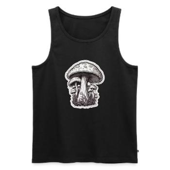 Pilz / Mushroom / Wiese / Wald / Goa / Psy - Männer Premium Bio Tank Top - Schwarz - Vorne - Michal (187cm)
