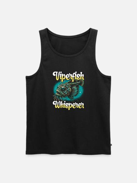 Uhyggelig, dybhav, hugorm, lystfisker, havbiolog - Herre Premium økologisk tanktop - sort