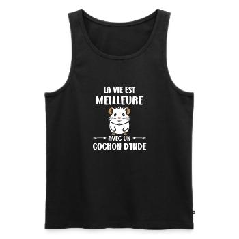 Humour cochon d'ine - Débardeur bio Premium Homme - noir - Devant - Michal (187cm)