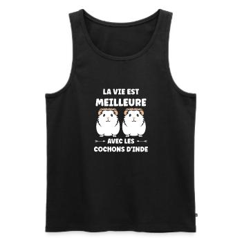 Humour cochon d'ine - Débardeur bio Premium Homme - noir - Devant - Michal (187cm)