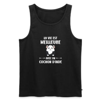 Humour cochon d'ine - Débardeur bio Premium Homme - noir - Devant - Michal (187cm)