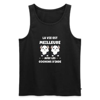 Humour cochon d'ine - Débardeur bio Premium Homme - noir - Devant - Michal (187cm)