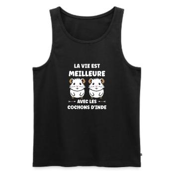 Humour cochon d'ine - Débardeur bio Premium Homme - noir - Devant - Michal (187cm)