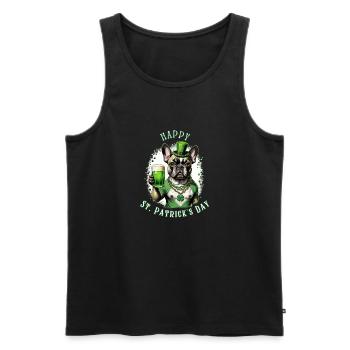 Bouledogue français de la Saint-Patrick I St. Paddy’s - Débardeur bio Premium Homme - noir - Devant - Michal (187cm)