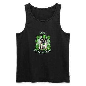 Carlin de la Saint-Patrick I Shamrock Carlin de la Saint-Paddy - Débardeur bio Premium Homme - noir - Devant - Michal (187cm)