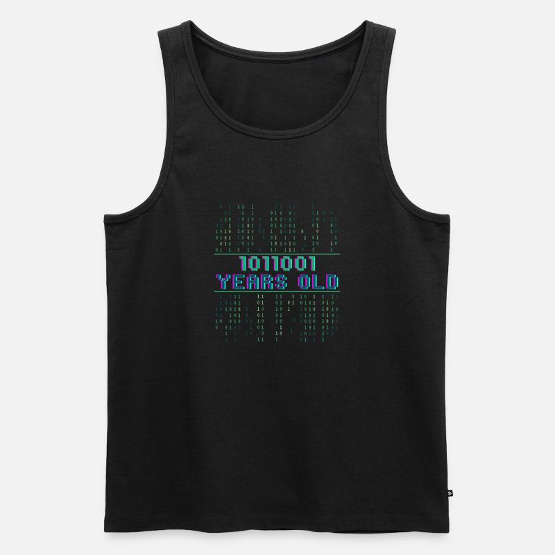 89th Birthday 89 years old Binary Code Computer Science - Men's Premium Organic Tank Top - black