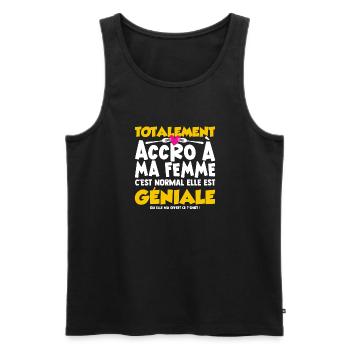 Saint Valentin Couple Homme Blague Femme Jalouse - Débardeur bio Premium Homme - noir - Devant - AI Model Male 178 light (178cm)