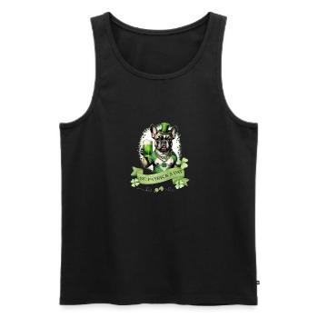 Bouledogue français de la Saint-Patrick I St. Paddy’s - Débardeur bio Premium Homme - noir - Devant - Michal (187cm)