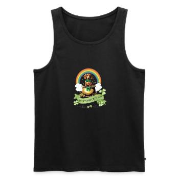 Pot d’or Teckel de la Saint-Patrick - Débardeur bio Premium Homme - noir - Devant - Michal (187cm)