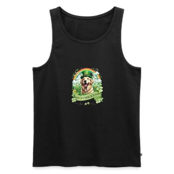 Chapeau vert et trèfle I Or de la Saint-Patrick - Débardeur bio Premium Homme - noir - Devant - AI Model Male 178 light (178cm)