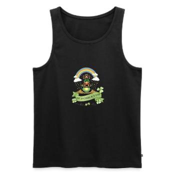 Teckel arc-en-ciel I Pot d’or Saint-Patrick - Débardeur bio Premium Homme - noir - Devant - Michal (187cm)