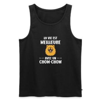 Chien chow chow - Débardeur bio Premium Homme - noir - Devant - Michal (187cm)