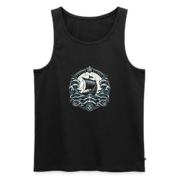 Bateau-dragon viking Norseman Sailor Valhalla - Débardeur bio Premium Homme - noir - Devant - Michal (187cm)