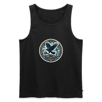 Odin Raven Rune nordique Munin Hugin Mythologie - Débardeur bio Premium Homme - noir - Devant - Michal (187cm)