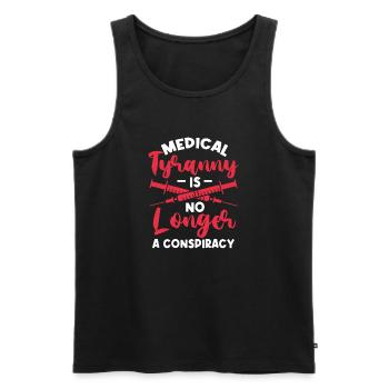 Medical Tyranny Anti Vaccination Support Natural - Men's Premium Organic Tank Top - black - Front - Michal (187cm)