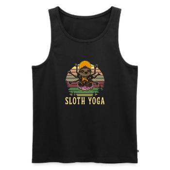 Faultier Lotus Namaste Yoga Meditation Buddha - Männer Premium Bio Tank Top - Schwarz - Vorne - Michal (187cm)