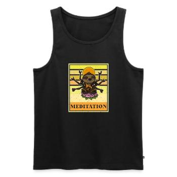 Faultier Fitness Yoga Namaste Meditation Zen - Männer Premium Bio Tank Top - Schwarz - Vorne - Michal (187cm)