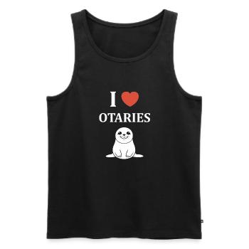 Animal mingon humour otarie - Débardeur bio Premium Homme - noir - Devant - Michal (187cm)