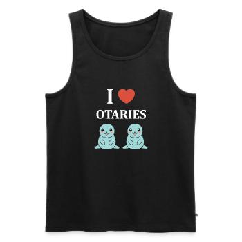 Animal mignon humour otarie - Débardeur bio Premium Homme - noir - Devant - Michal (187cm)