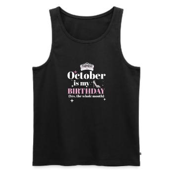 Octobre est mon anniversaire Oui tout le mois né - Débardeur bio Premium Homme - noir - Devant - AI Model Male 178 light (178cm)