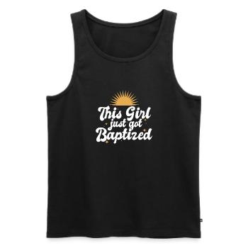 Cette jeune fille vient d’être baptisée religieuse chrétienne - Débardeur bio Premium Homme - noir - Devant - AI Model Male 178 light (178cm)