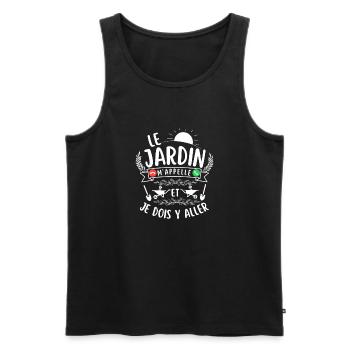 Humour jardinage jardin jardiner jardinière - Débardeur bio Premium Homme - noir - Devant - Michal (187cm)