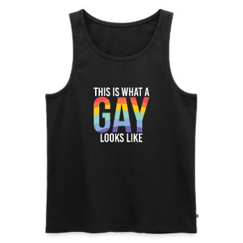 Gay Gifts - Männer Premium Bio Tank Top - Schwarz - Vorne - Michal (187cm)