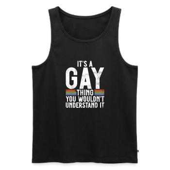 Gay Gifts - Männer Premium Bio Tank Top - Schwarz - Vorne - Michal (187cm)