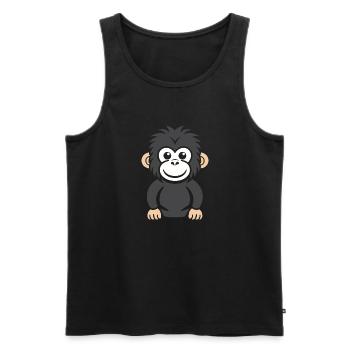 Humour petit singe babouin - Débardeur bio Premium Homme - noir - Devant - Michal (187cm)