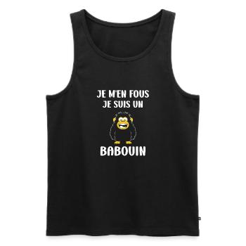 Humour petit singe babouin - Débardeur bio Premium Homme - noir - Devant - Michal (187cm)