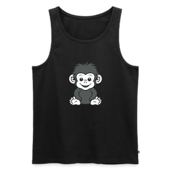 Humour petit singe babouin - Débardeur bio Premium Homme - noir - Devant - Michal (187cm)