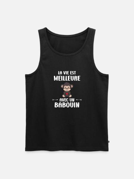 Humour petit singe babouin - Débardeur bio Premium Homme - noir