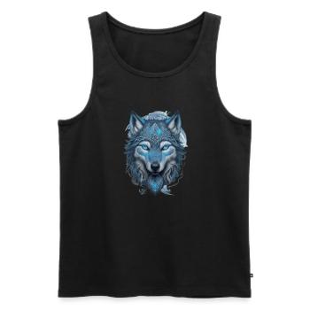 Wolf mit keltischen Mustern - Männer Premium Bio Tank Top - Schwarz - Vorne - Michal (187cm)