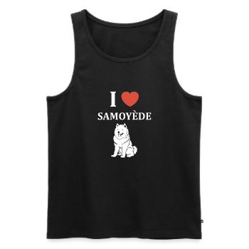 Humour Chien Samoyède - Débardeur bio Premium Homme - noir - Devant - Michal (187cm)