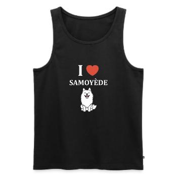 Humour Chien Samoyède - Débardeur bio Premium Homme - noir - Devant - Michal (187cm)
