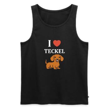 Humour chien teckel - Débardeur bio Premium Homme - noir - Devant - Michal (187cm)