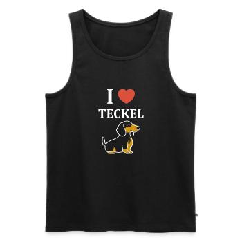 Humour chien teckel - Débardeur bio Premium Homme - noir - Devant - Michal (187cm)