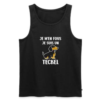 Humour chien teckel - Débardeur bio Premium Homme - noir - Devant - Michal (187cm)