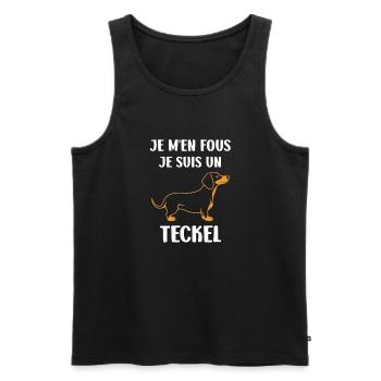 HUmour chien teckel - Débardeur bio Premium Homme - noir - Devant - Michal (187cm)