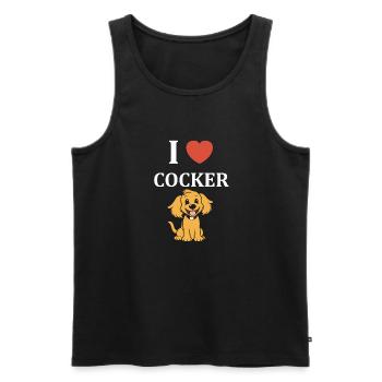 Humour Chien cocker - Débardeur bio Premium Homme - noir - Devant - Michal (187cm)