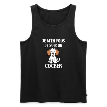 Humour Chien cocker - Débardeur bio Premium Homme - noir - Devant - Michal (187cm)