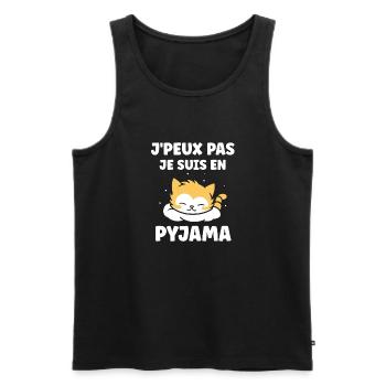 Je peux pas je suis en pyjama - Débardeur bio Premium Homme - noir - Devant - Michal (187cm)