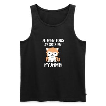 Je m'en fous je suis en pyjama - Débardeur bio Premium Homme - noir - Devant - Michal (187cm)