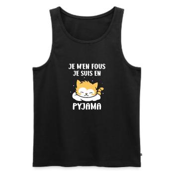 Je m'en fous je suis en pyjama - Débardeur bio Premium Homme - noir - Devant - Michal (187cm)