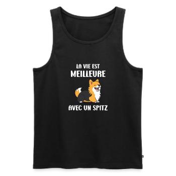 Humour chien Spitz - Débardeur bio Premium Homme - noir - Devant - Michal (187cm)