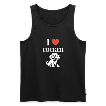 Chien cocker - Débardeur bio Premium Homme - noir - Devant - Michal (187cm)