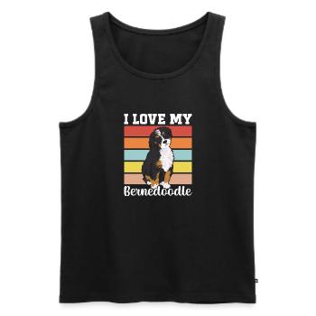 Bernedoodle Hund - Männer Premium Bio Tank Top - Schwarz - Vorne - Michal (187cm)