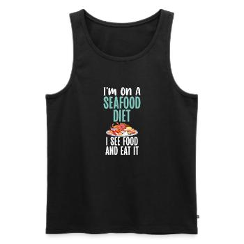 Funny Fat Gifts - Men's Premium Organic Tank Top - black - Front - Michal (187cm)