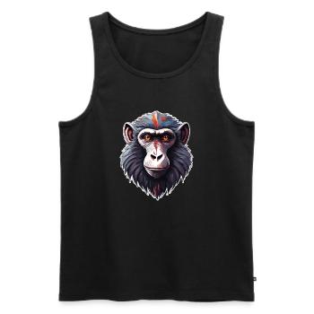 Affe / Tier / Zoo / Babian / Wild / Comic - Männer Premium Bio Tank Top - Schwarz - Vorne - Michal (187cm)