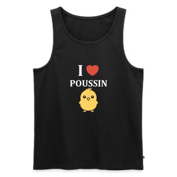 Humour bébé poussin - Débardeur bio Premium Homme - noir - Devant - AI Model Male 178 light (178cm)